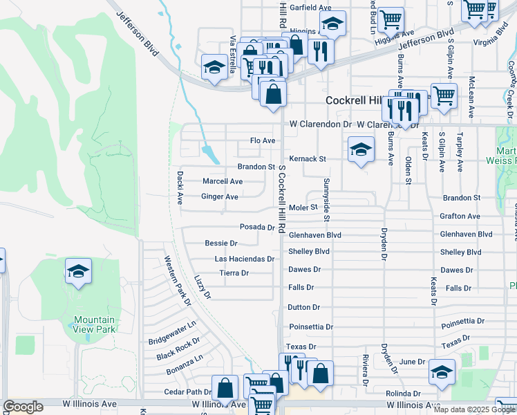 map of restaurants, bars, coffee shops, grocery stores, and more near 4423 Posada Drive in Dallas