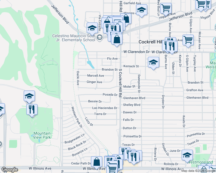 map of restaurants, bars, coffee shops, grocery stores, and more near 4459 Posada Drive in Dallas