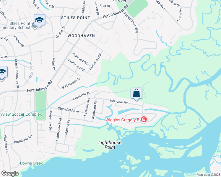 map of restaurants, bars, coffee shops, grocery stores, and more near 530 Parrot Point Dr in Charleston