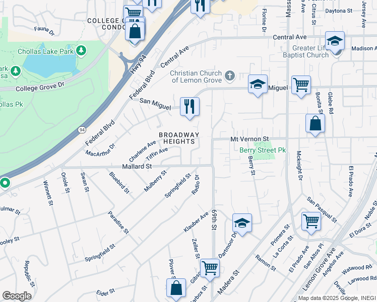 map of restaurants, bars, coffee shops, grocery stores, and more near 2255 Madroncillo Street in San Diego