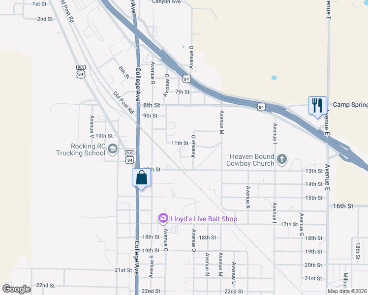 map of restaurants, bars, coffee shops, grocery stores, and more near 1501-1599 12th Street in Snyder