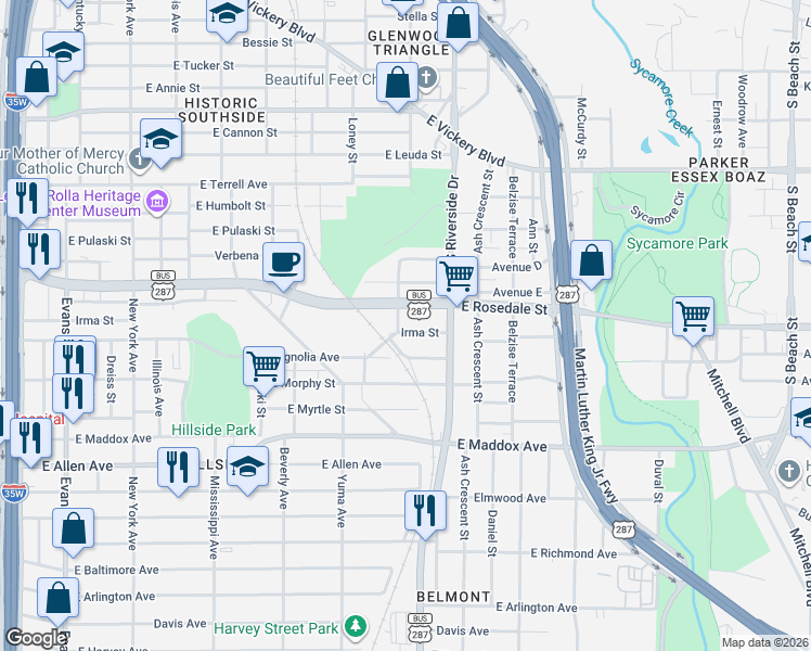 map of restaurants, bars, coffee shops, grocery stores, and more near in Fort Worth