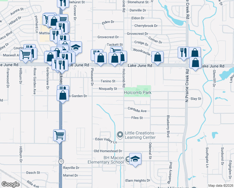 map of restaurants, bars, coffee shops, grocery stores, and more near 8439 Nisqually Street in Dallas