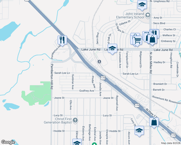 map of restaurants, bars, coffee shops, grocery stores, and more near 6425 C F Hawn Freeway in Dallas