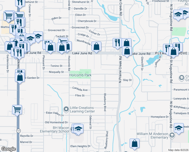 map of restaurants, bars, coffee shops, grocery stores, and more near 8701 Quinn Street in Dallas