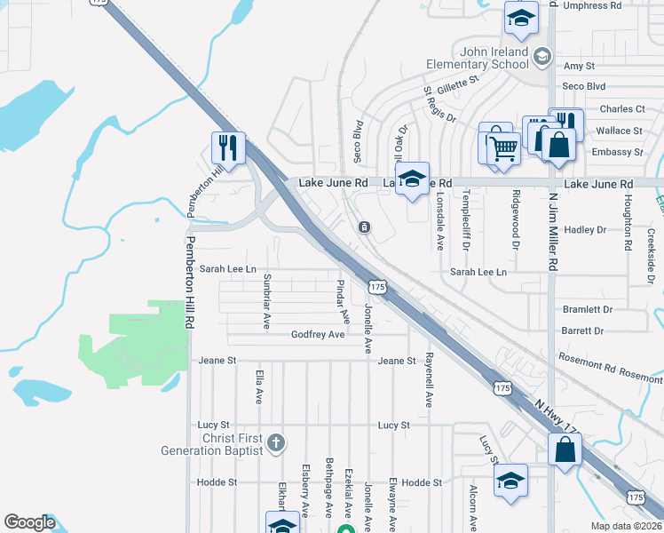 map of restaurants, bars, coffee shops, grocery stores, and more near 6425 C F Hawn Freeway in Dallas