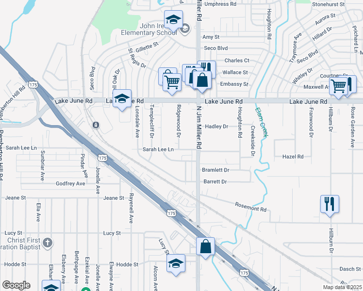 map of restaurants, bars, coffee shops, grocery stores, and more near 1106 Ridgewood Drive in Dallas