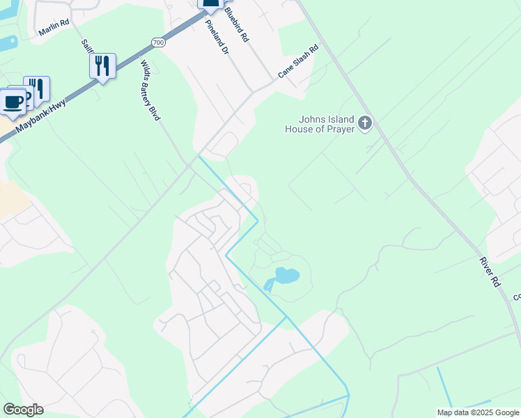 map of restaurants, bars, coffee shops, grocery stores, and more near 1991 Blue Bayou Boulevard in Johns Island
