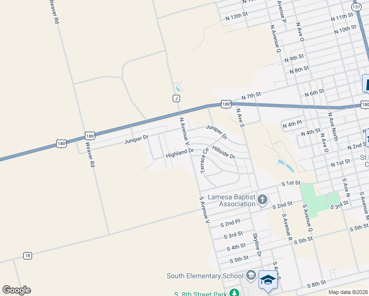 map of restaurants, bars, coffee shops, grocery stores, and more near 503 Westwood Court in Lamesa