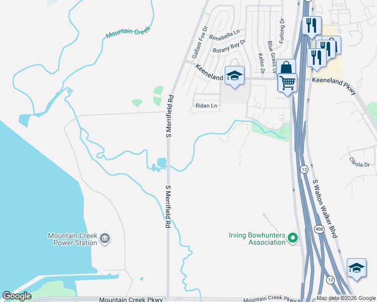 map of restaurants, bars, coffee shops, grocery stores, and more near 6000 Sportsmans Parkway in Dallas