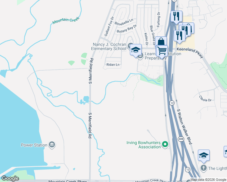 map of restaurants, bars, coffee shops, grocery stores, and more near 1300 Cavalcade Drive in Dallas