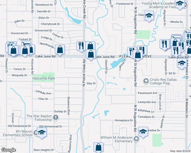 map of restaurants, bars, coffee shops, grocery stores, and more near 9055 Quinn Street in Dallas