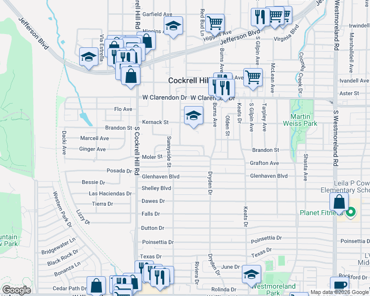 map of restaurants, bars, coffee shops, grocery stores, and more near 4102 Pampas Street in Dallas