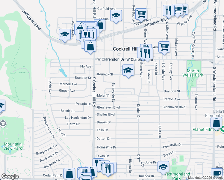 map of restaurants, bars, coffee shops, grocery stores, and more near 4217 Pampas Street in Dallas