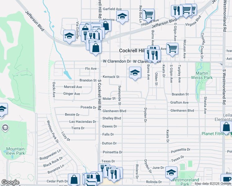 map of restaurants, bars, coffee shops, grocery stores, and more near 4217 Pampas Street in Dallas