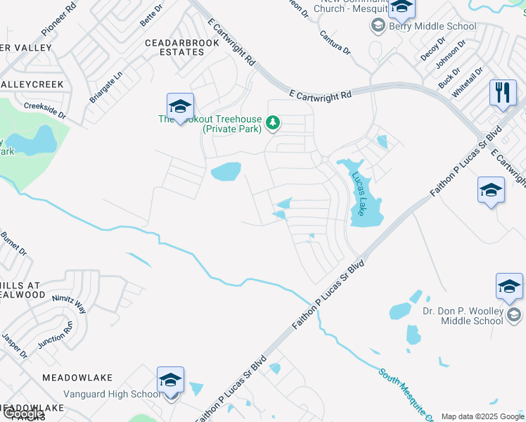 map of restaurants, bars, coffee shops, grocery stores, and more near 2700 Bear Drive in Mesquite