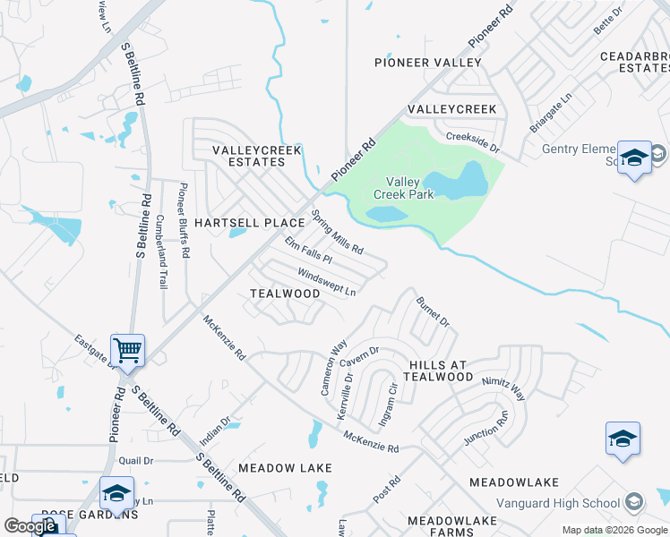 map of restaurants, bars, coffee shops, grocery stores, and more near 724 Elm Falls Place in Mesquite