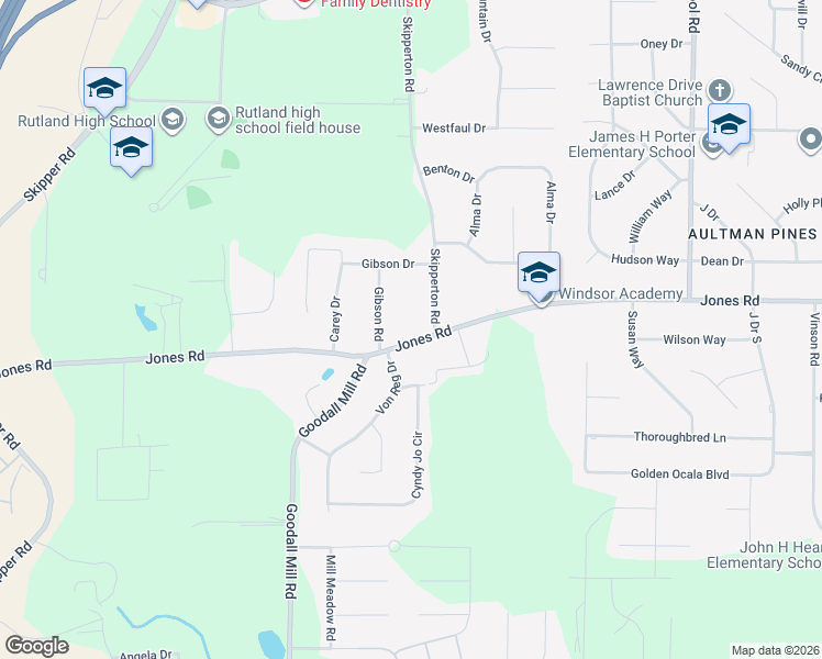 map of restaurants, bars, coffee shops, grocery stores, and more near 4205 Jones Road in Macon
