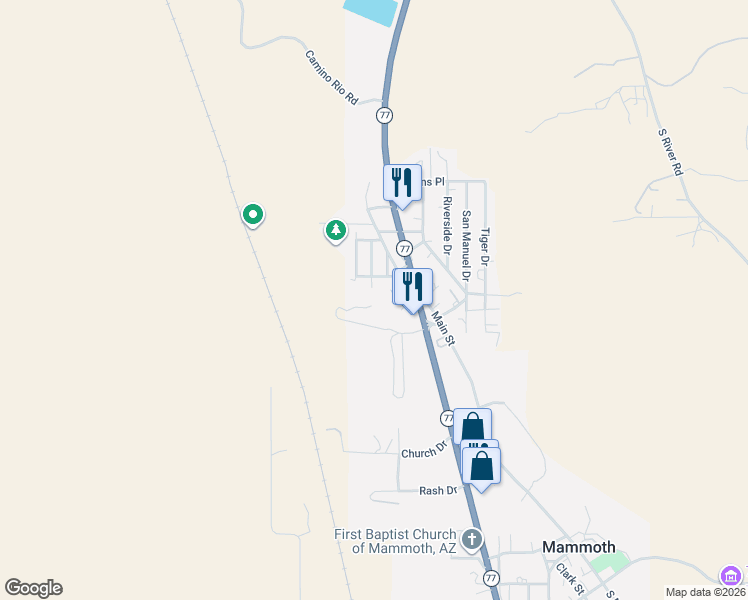 map of restaurants, bars, coffee shops, grocery stores, and more near 143 West Dungan Drive in Mammoth