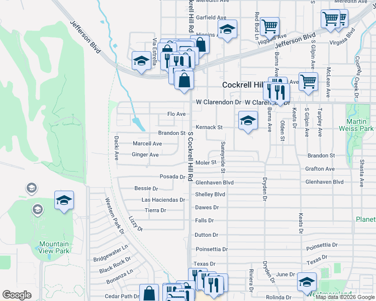 map of restaurants, bars, coffee shops, grocery stores, and more near 1304 South Cockrell Hill Road in Dallas