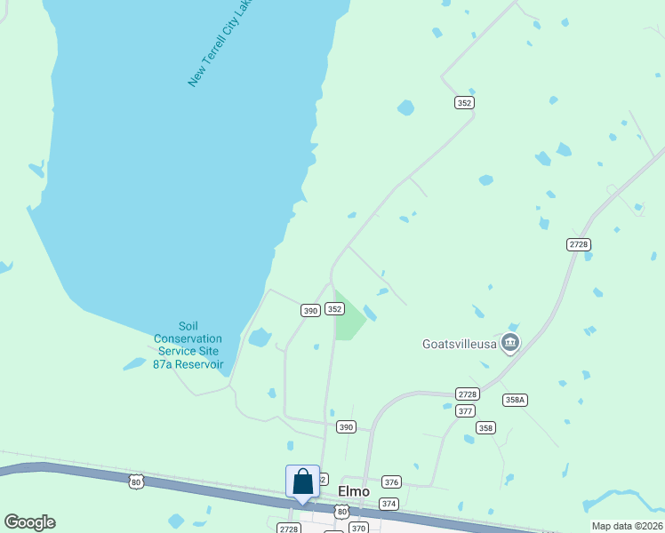 map of restaurants, bars, coffee shops, grocery stores, and more near 11865 County Road 352 in Elmo