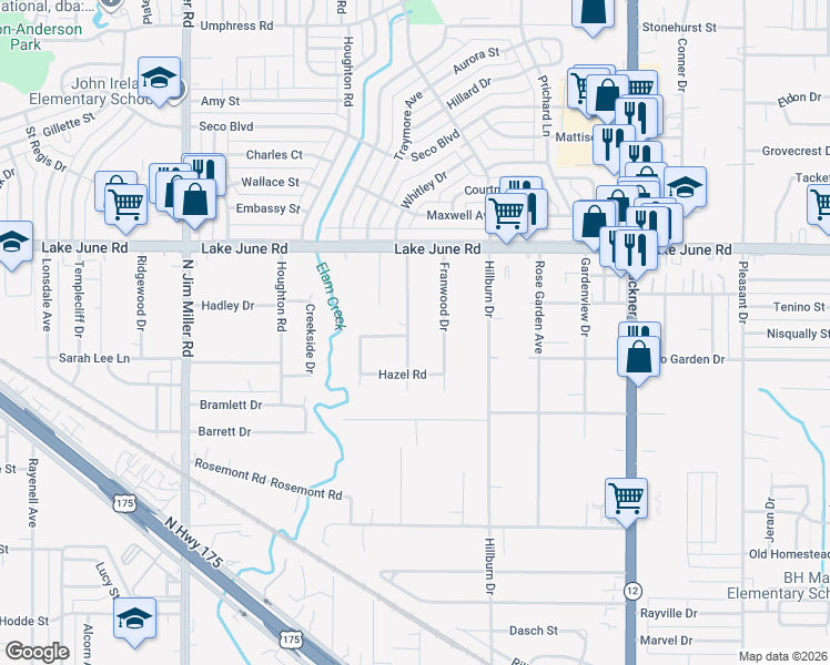 map of restaurants, bars, coffee shops, grocery stores, and more near 1138 Carbona Drive in Dallas