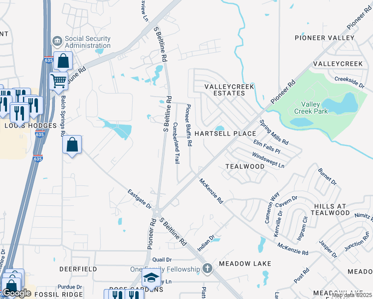 map of restaurants, bars, coffee shops, grocery stores, and more near 2621 Pioneer Bluffs Road in Mesquite
