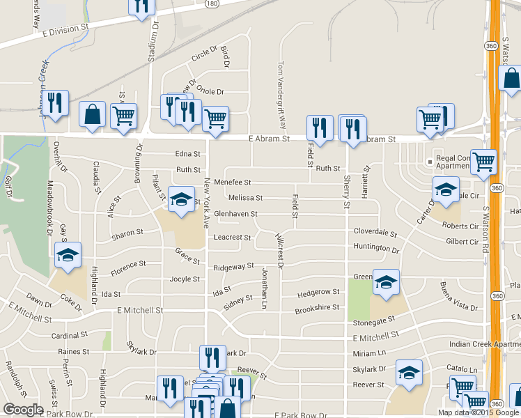 map of restaurants, bars, coffee shops, grocery stores, and more near 2005 Glenhaven Street in Arlington