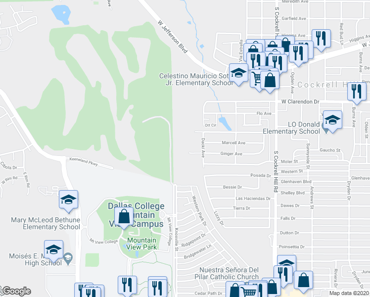 map of restaurants, bars, coffee shops, grocery stores, and more near 1317 Charlotte Street in Dallas