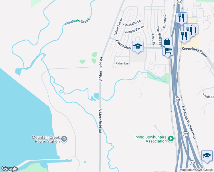 map of restaurants, bars, coffee shops, grocery stores, and more near 6171 Sportsmans Parkway in Dallas
