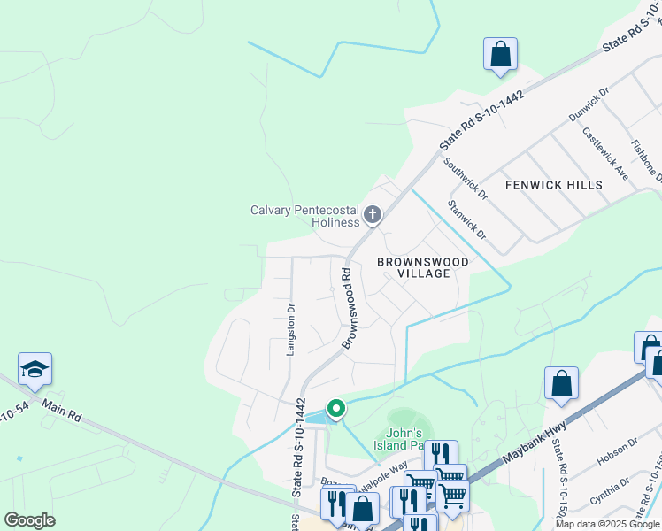 map of restaurants, bars, coffee shops, grocery stores, and more near 1504 Thoroughbred Boulevard in Johns Island