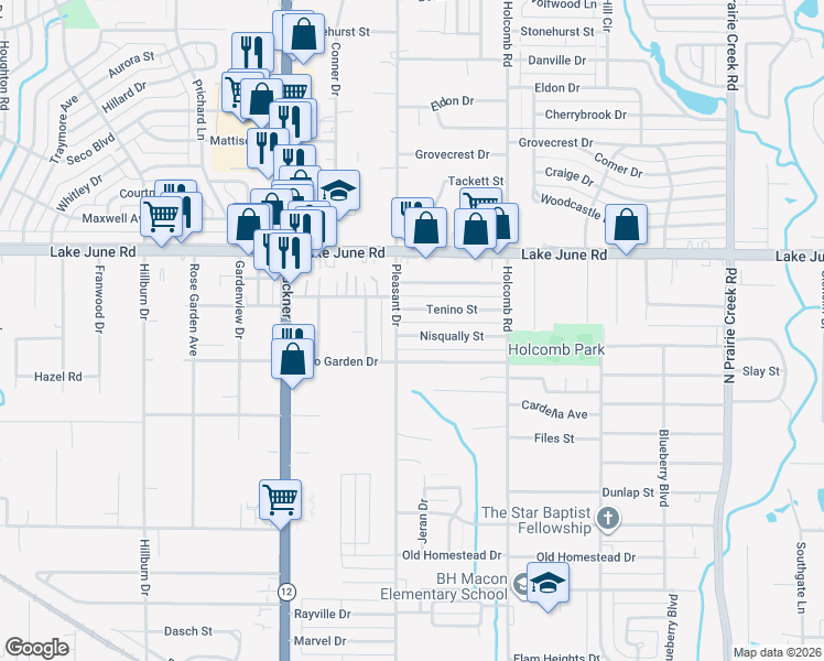 map of restaurants, bars, coffee shops, grocery stores, and more near 8309 Nisqually Street in Dallas