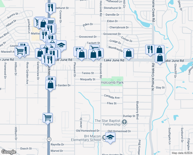 map of restaurants, bars, coffee shops, grocery stores, and more near 8439 Nisqually Street in Dallas