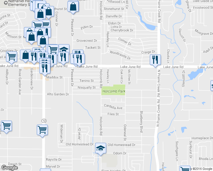 map of restaurants, bars, coffee shops, grocery stores, and more near 1111 Hawley Lane in Dallas