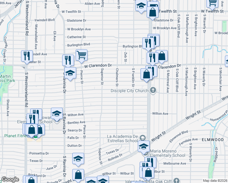 map of restaurants, bars, coffee shops, grocery stores, and more near 2627 Grafton Avenue in Dallas