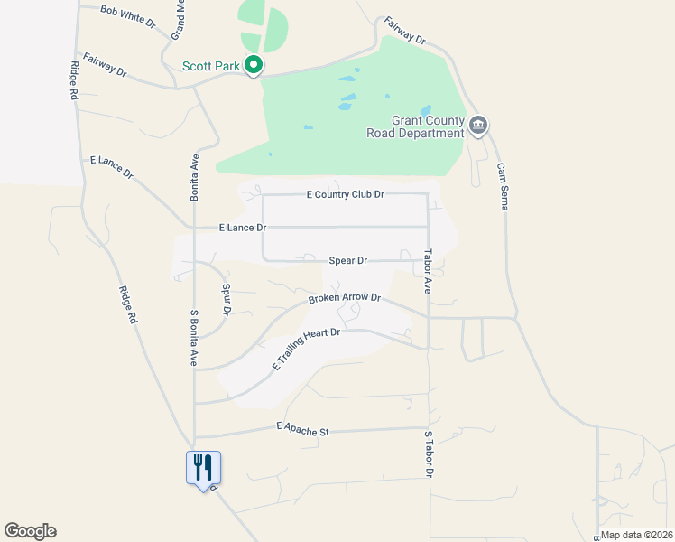 map of restaurants, bars, coffee shops, grocery stores, and more near 701 Spear Drive in Silver City