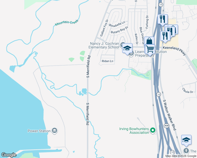 map of restaurants, bars, coffee shops, grocery stores, and more near 6000 Sportsmans Parkway in Dallas