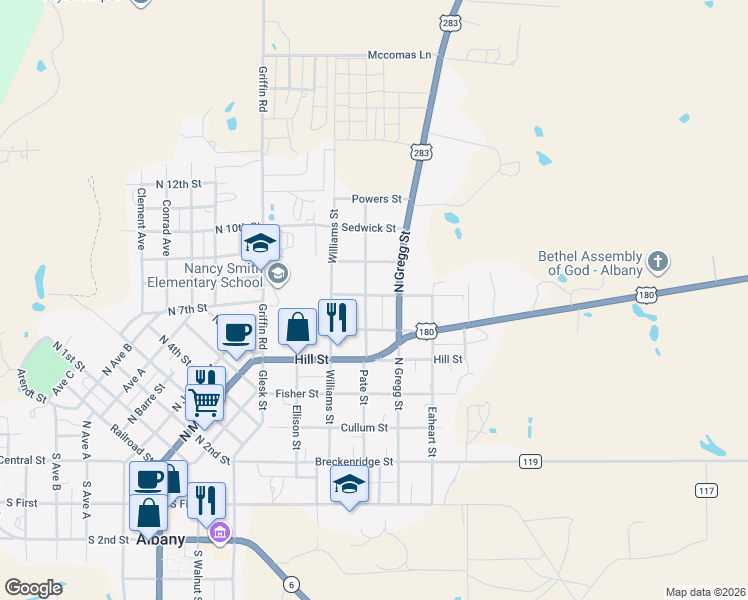 map of restaurants, bars, coffee shops, grocery stores, and more near 424 Greer Street in Albany