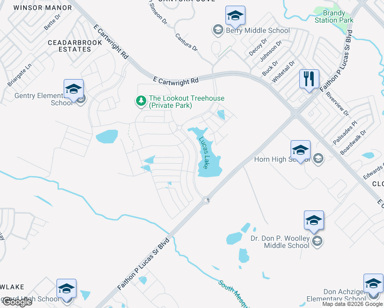 map of restaurants, bars, coffee shops, grocery stores, and more near 2700 Bear Drive in Mesquite