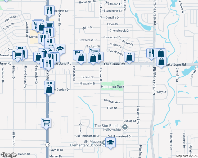 map of restaurants, bars, coffee shops, grocery stores, and more near 8439 Nisqually Street in Dallas