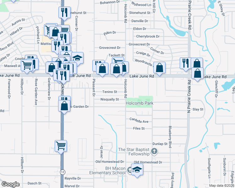 map of restaurants, bars, coffee shops, grocery stores, and more near 8439 Nisqually Street in Dallas