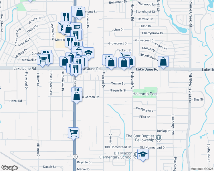 map of restaurants, bars, coffee shops, grocery stores, and more near 8309 Nisqually Street in Dallas