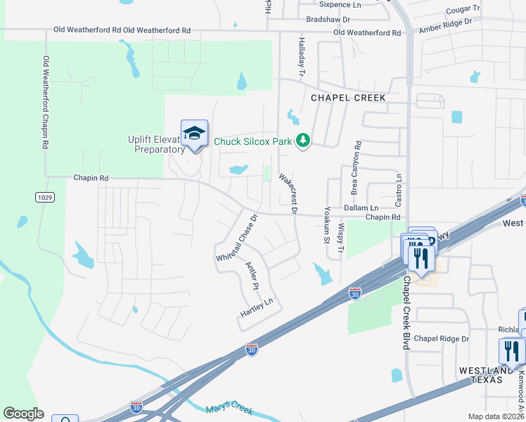 map of restaurants, bars, coffee shops, grocery stores, and more near 2904 Early Fawn Court in Fort Worth