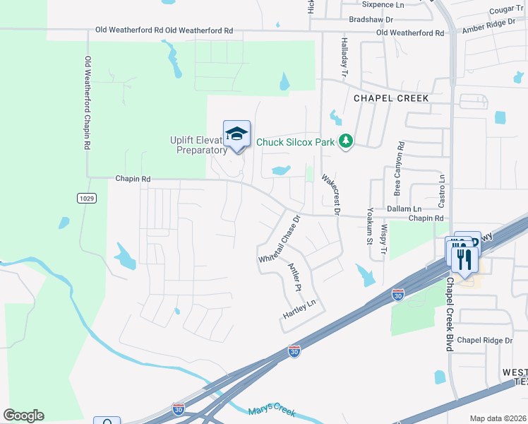 map of restaurants, bars, coffee shops, grocery stores, and more near 10604 Desert Cove in Fort Worth