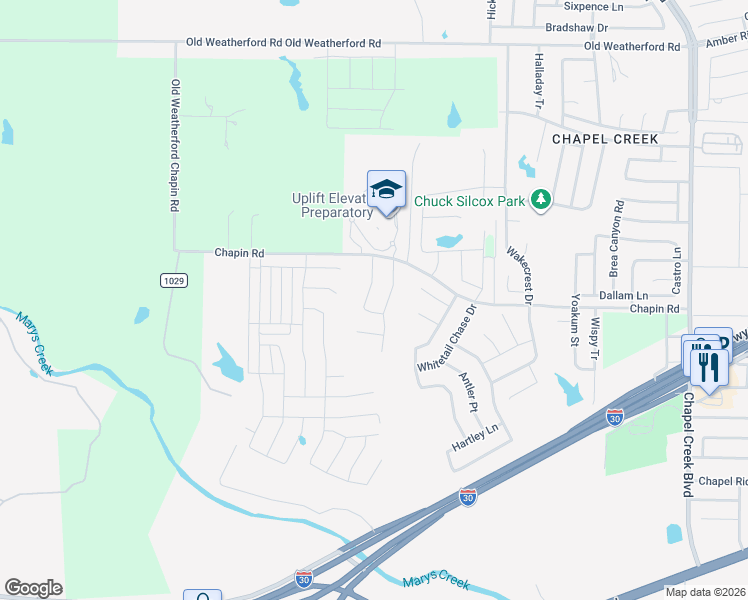 map of restaurants, bars, coffee shops, grocery stores, and more near 11041 Chapin Road in Aledo