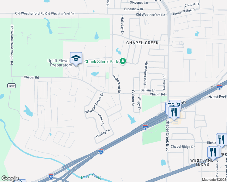 map of restaurants, bars, coffee shops, grocery stores, and more near 2904 Early Fawn Court in Fort Worth