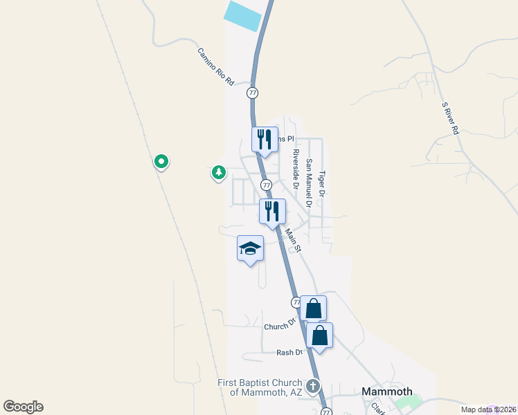 map of restaurants, bars, coffee shops, grocery stores, and more near 143 West Dungan Drive in Mammoth