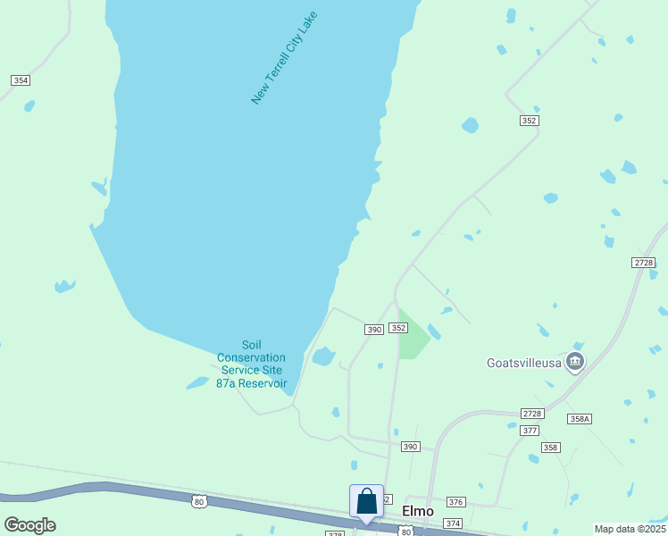 map of restaurants, bars, coffee shops, grocery stores, and more near 9701 County Road 390 in Terrell