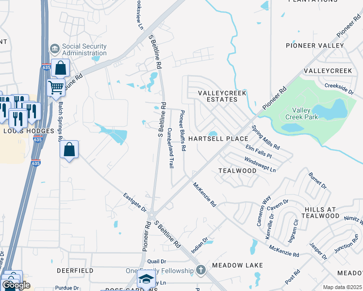 map of restaurants, bars, coffee shops, grocery stores, and more near 2621 Pioneer Bluffs Road in Mesquite