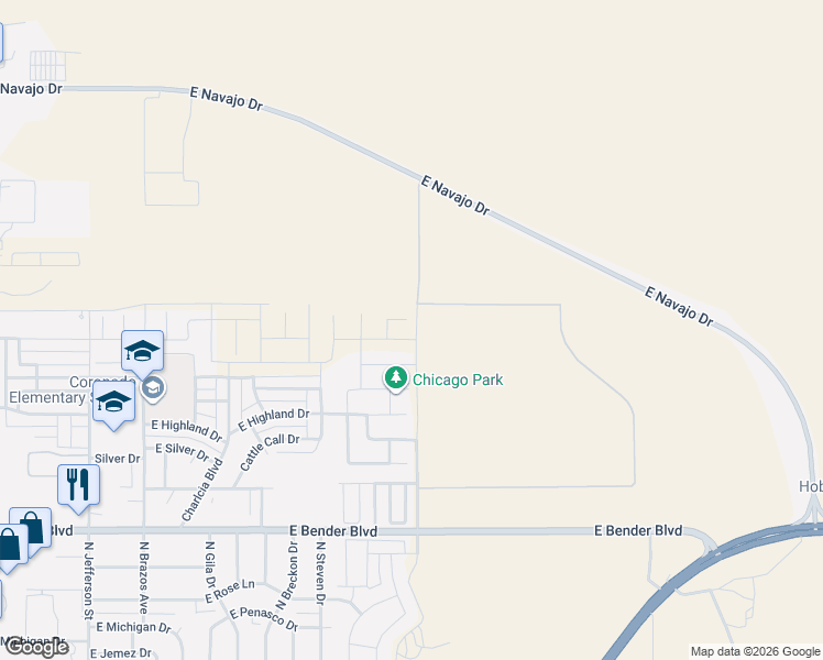 map of restaurants, bars, coffee shops, grocery stores, and more near in Hobbs